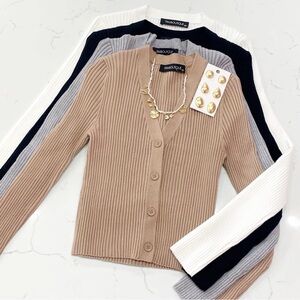 NWT Tan Ribbed Cardigan Sweater size large